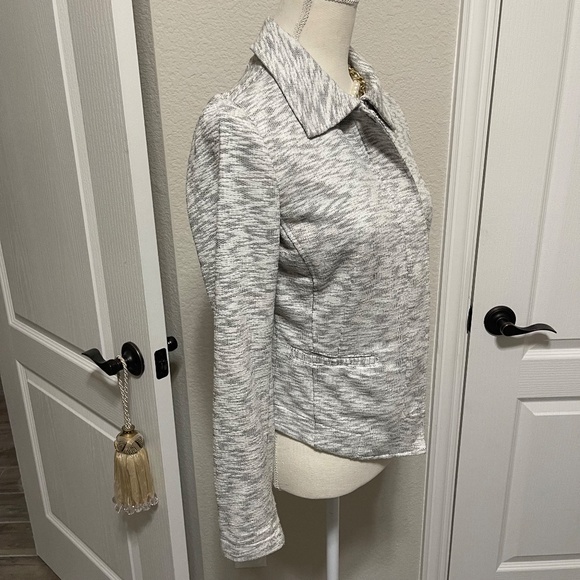 Cabi- Heather Gray French Terry Neo Marled Zip Front Moto Jacket- Small (5102) - Picture 7 of 14